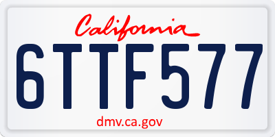 CA license plate 6TTF577