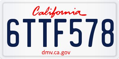 CA license plate 6TTF578