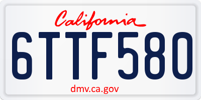 CA license plate 6TTF580