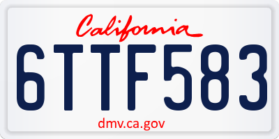 CA license plate 6TTF583