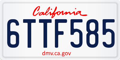 CA license plate 6TTF585