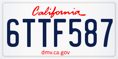 CA license plate 6TTF587