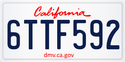 CA license plate 6TTF592