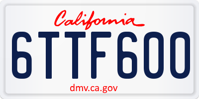 CA license plate 6TTF600