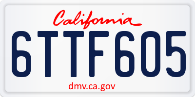 CA license plate 6TTF605