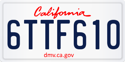 CA license plate 6TTF610