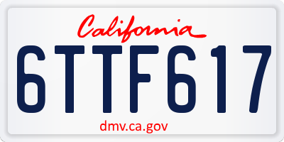 CA license plate 6TTF617