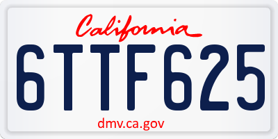 CA license plate 6TTF625