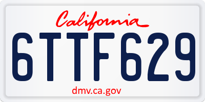 CA license plate 6TTF629