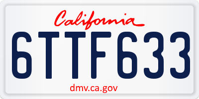 CA license plate 6TTF633