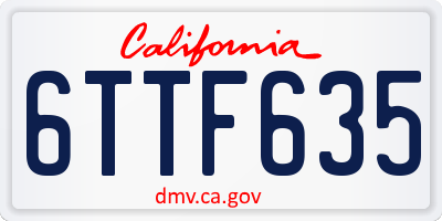 CA license plate 6TTF635