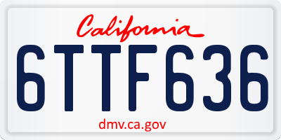 CA license plate 6TTF636