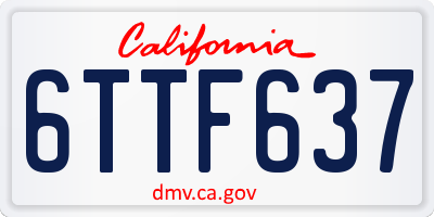 CA license plate 6TTF637