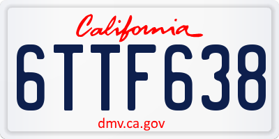 CA license plate 6TTF638