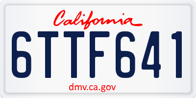 CA license plate 6TTF641