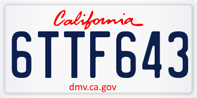 CA license plate 6TTF643