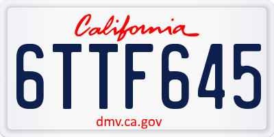 CA license plate 6TTF645