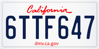 CA license plate 6TTF647