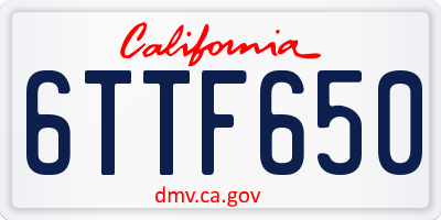 CA license plate 6TTF650