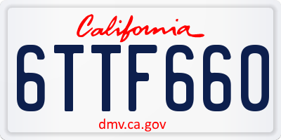 CA license plate 6TTF660