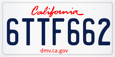 CA license plate 6TTF662