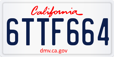 CA license plate 6TTF664