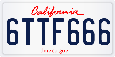 CA license plate 6TTF666