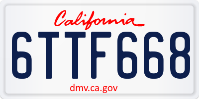 CA license plate 6TTF668