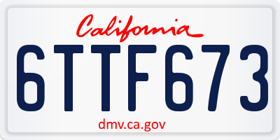 CA license plate 6TTF673