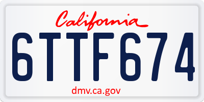 CA license plate 6TTF674