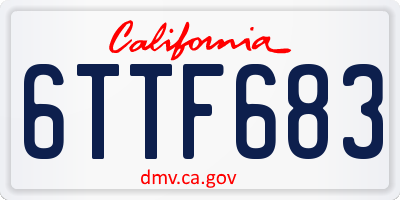 CA license plate 6TTF683