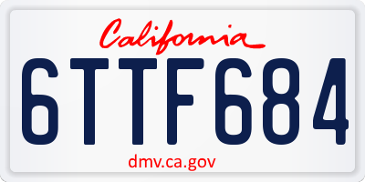CA license plate 6TTF684