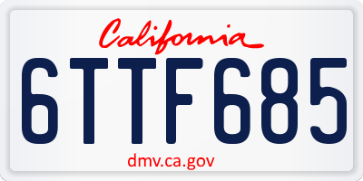 CA license plate 6TTF685