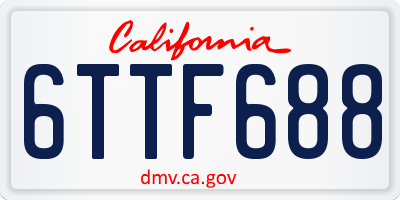 CA license plate 6TTF688