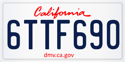 CA license plate 6TTF690