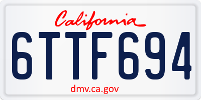 CA license plate 6TTF694
