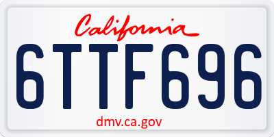 CA license plate 6TTF696