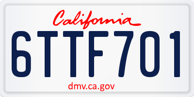 CA license plate 6TTF701