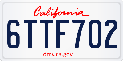 CA license plate 6TTF702