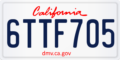 CA license plate 6TTF705