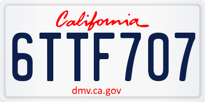 CA license plate 6TTF707