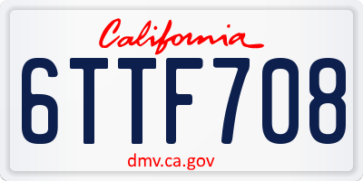 CA license plate 6TTF708