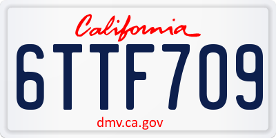 CA license plate 6TTF709