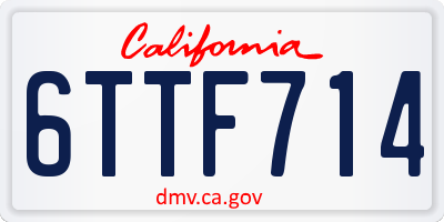 CA license plate 6TTF714