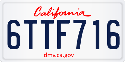 CA license plate 6TTF716