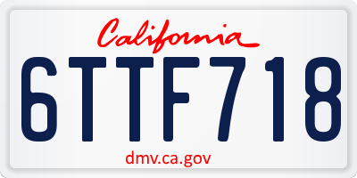 CA license plate 6TTF718