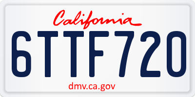 CA license plate 6TTF720