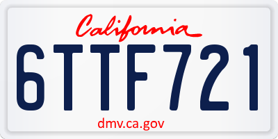 CA license plate 6TTF721