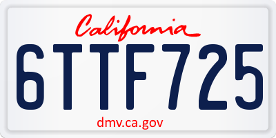 CA license plate 6TTF725