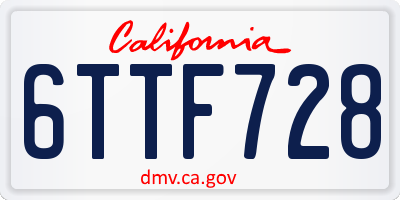 CA license plate 6TTF728